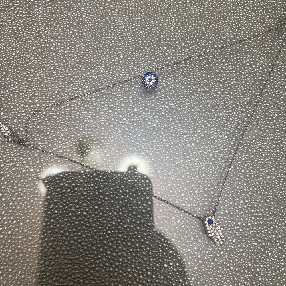 Elegant Blue and Silver evil eye necklace